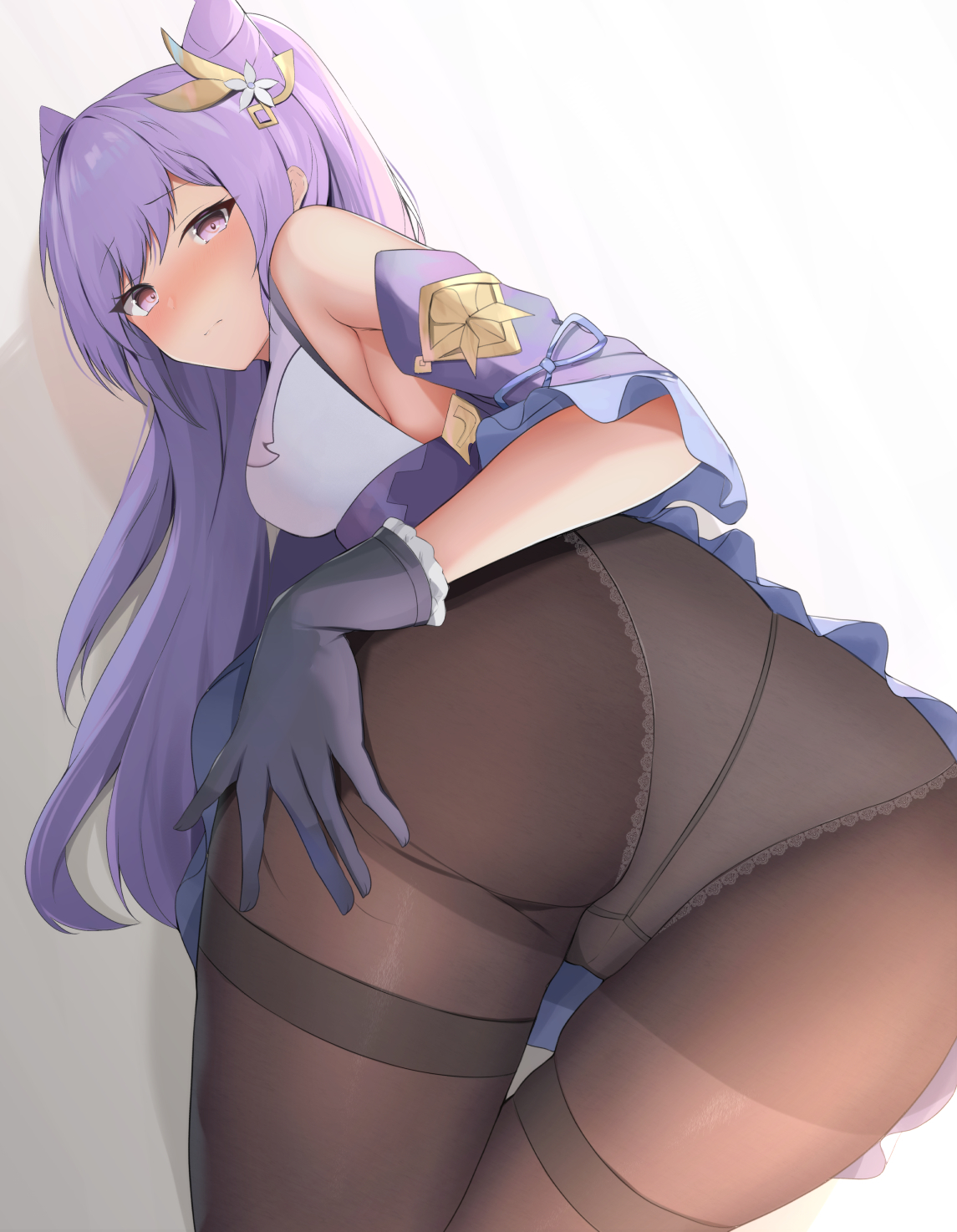 Nice ass - NSFW, Аниме, Anime Art, Genshin Impact, Keqing (Genshin Impact), Попа, Панцу, Колготки, Длиннопост