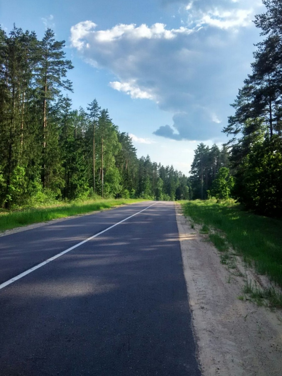 Rudnya Ostrovitaya - The photo, Mobile photography, Xiaomi, Road, Tree, Sky, Clouds, Republic of Belarus