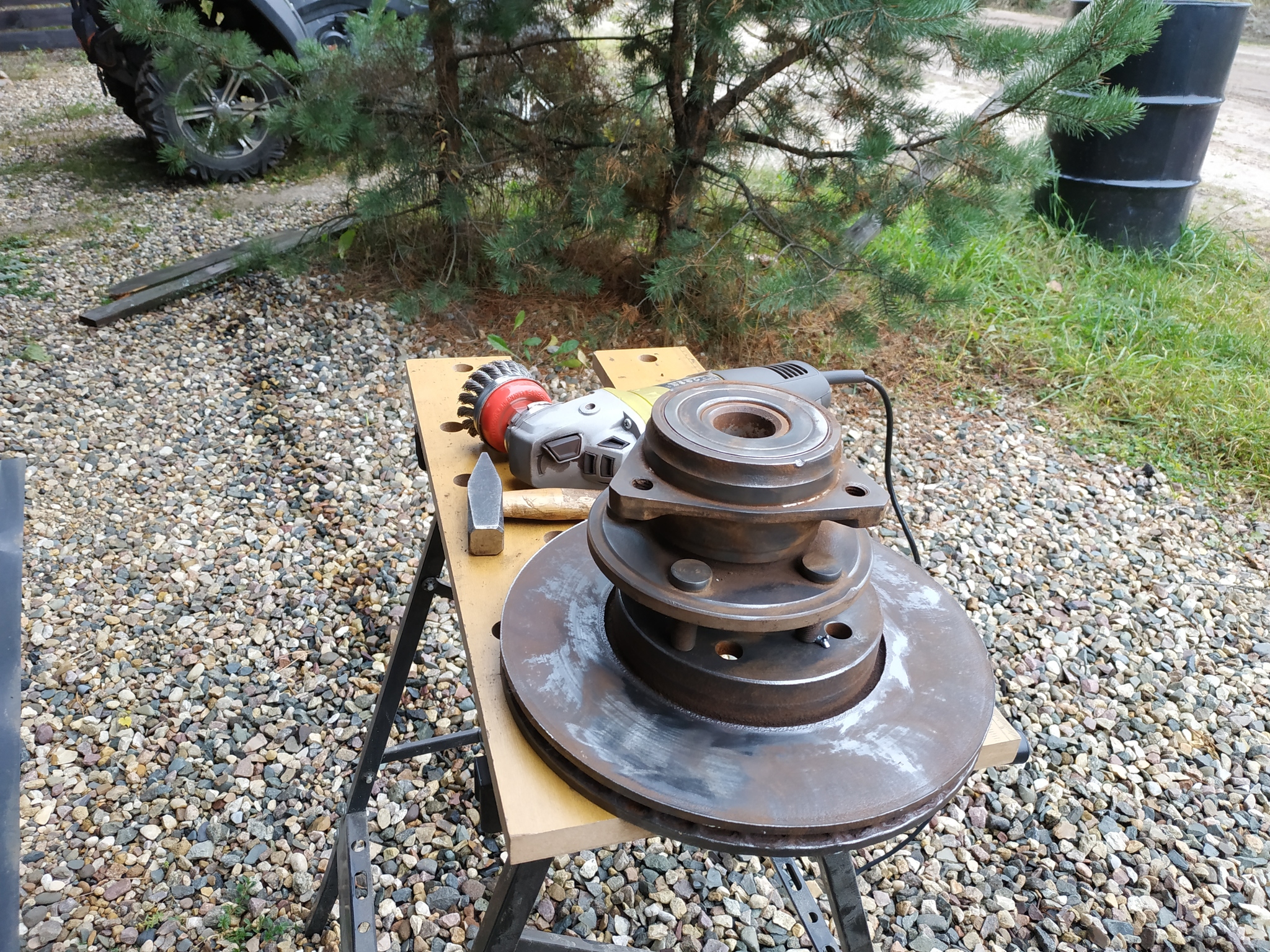 Floor lamp made from an Ikea bowl, brake disc, hub assembly and door springs - My, Floor lamp, With your own hands, Workshop, Video, Longpost