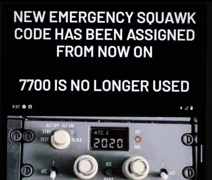 New transponder emergency code - Aviation, Transponder, 2020, Picture with text