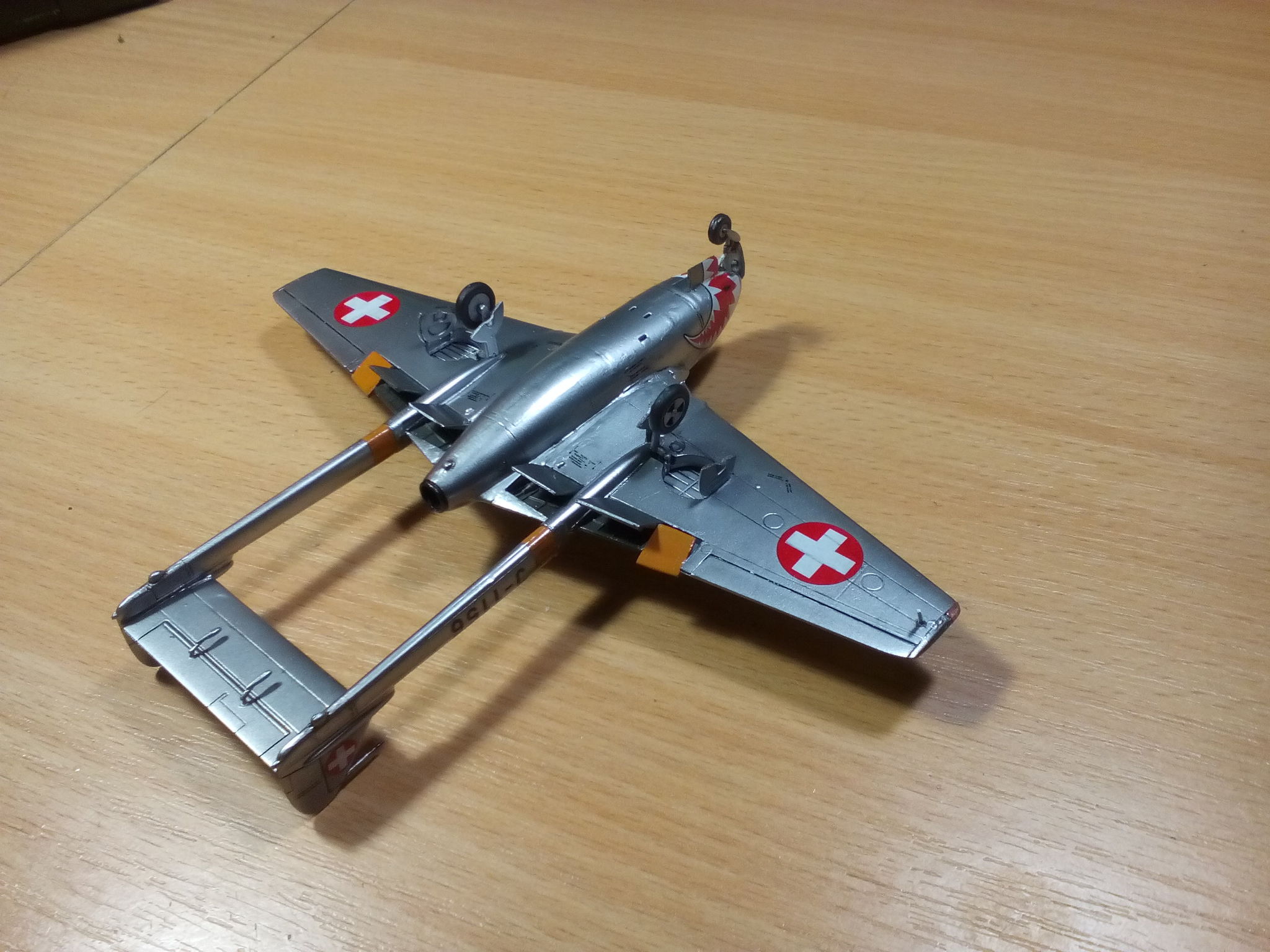 De Havilland DH.100 Vampire FB.Mk.6, Amodel, 1/72. - My, Stand modeling, Prefabricated model, Assembly, Painting, Airbrushing, Needlework with process, Hobby, With your own hands, , Aviation, Airplane, Longpost