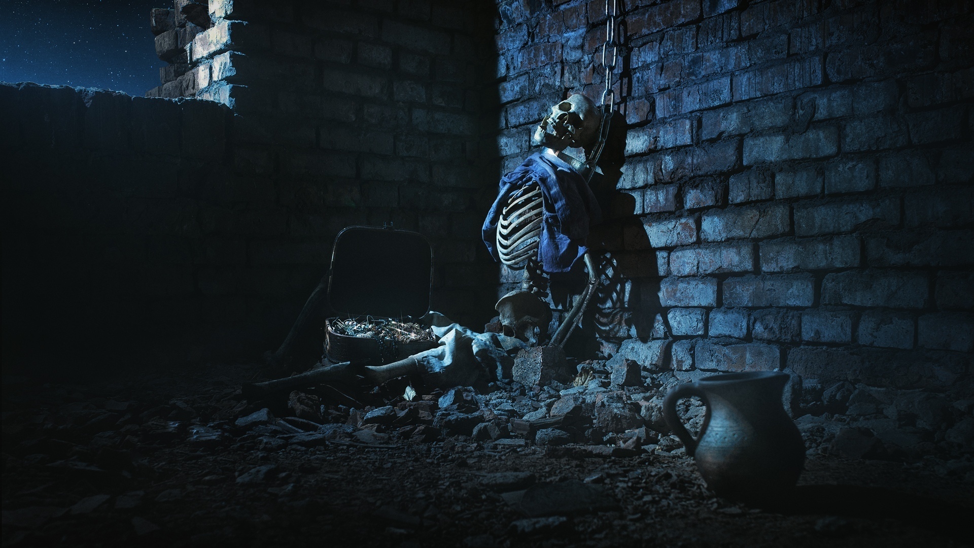 A real treasure - My, The photo, Photoshop, Skeleton, Chelyabinsk, Punishment, Greed, Water, Staging, Photographer