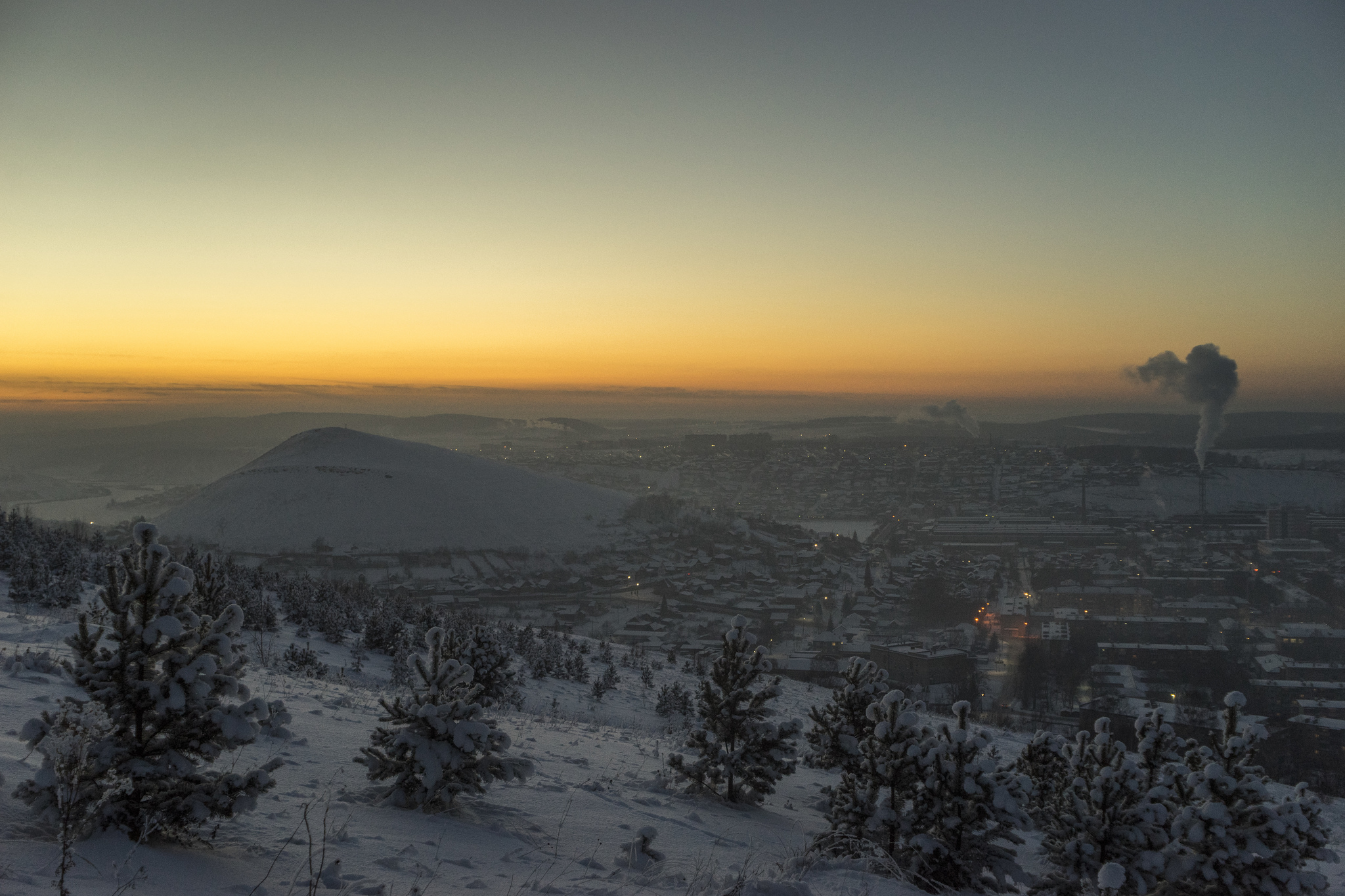 Winter evening in the Urals - My, Winter, Sunset, Ural, Ust-Katav, The mountains, Horses, Forest, Longpost, The photo