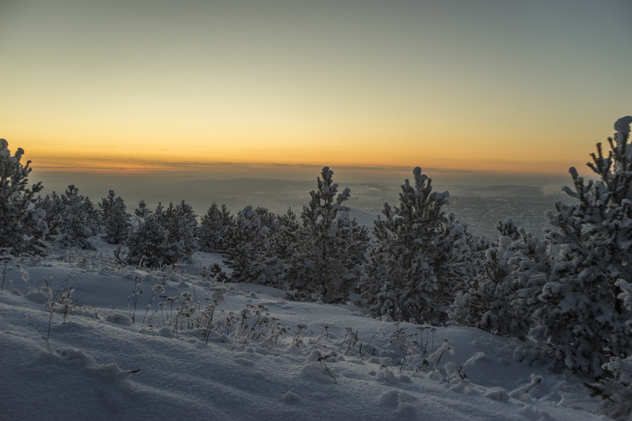 Winter evening in the Urals - My, Winter, Sunset, Ural, Ust-Katav, The mountains, Horses, Forest, Longpost, The photo